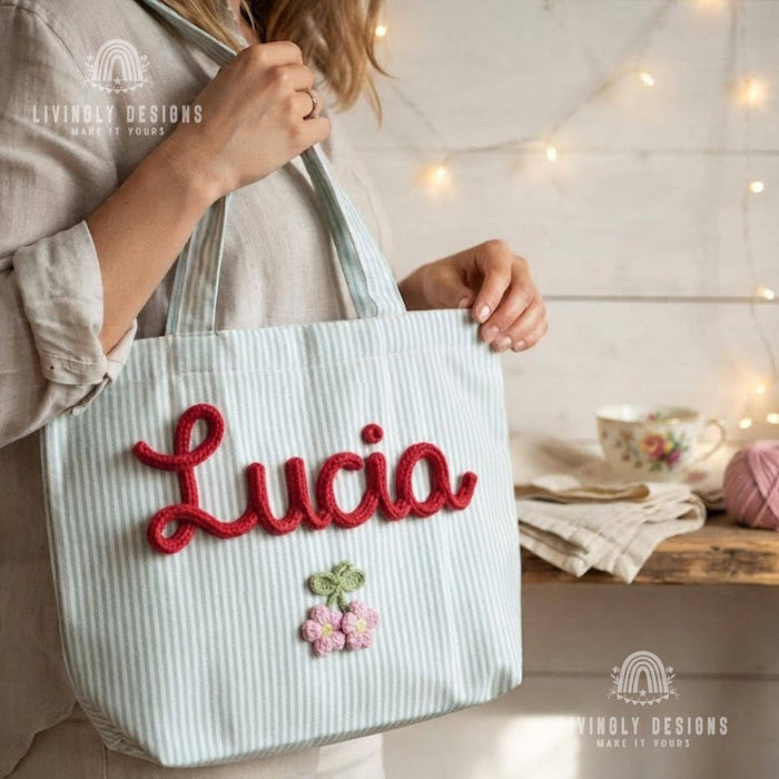 Custom Name Tote Bag - Everyday Shopping Bag , Handbag for Women