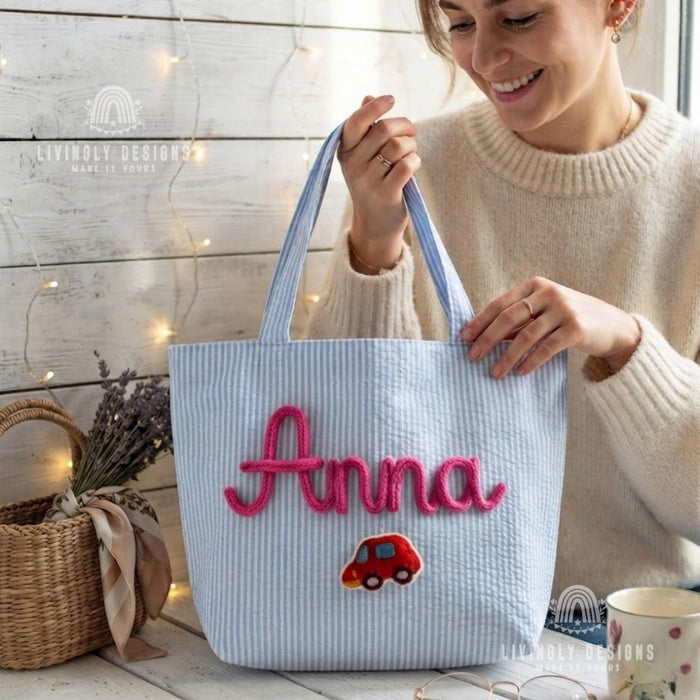 Custom Name Tote Bag - Everyday Shopping Bag , Handbag for Women