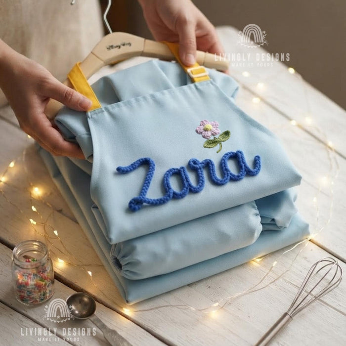 Custom Embroidered Kids Chef Set: Personalized Apron & Hat for Toddlers