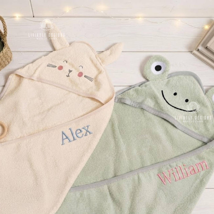 Custom Embroidered Baby Hooded Towel: Personalized Name Bath Wrap