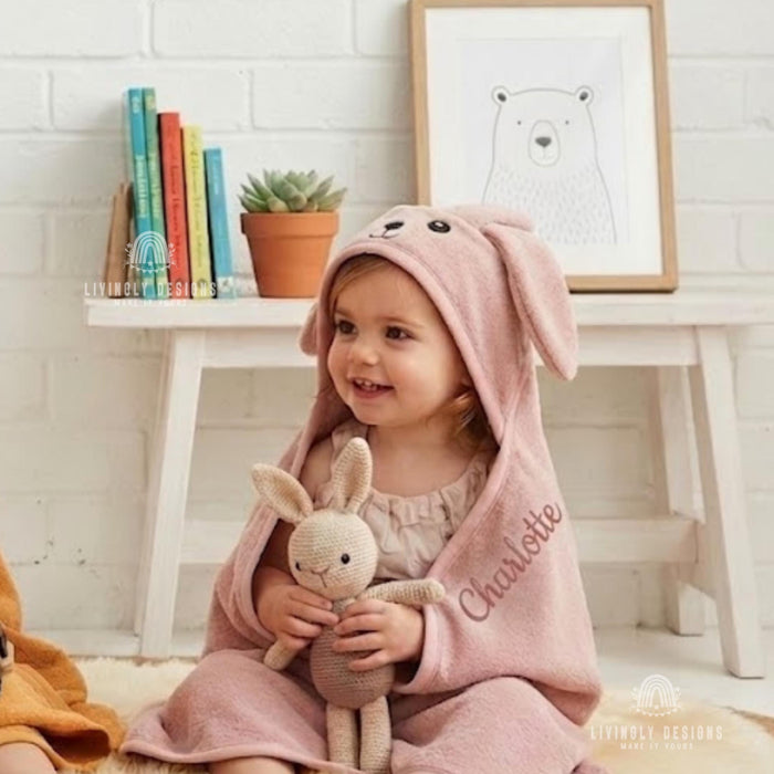 Custom Embroidered Baby Hooded Towel: Personalized Name Bath Wrap