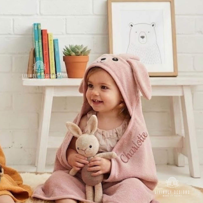 Personalized Baby Hooded Towel, Embroidered Name Bath Wrap