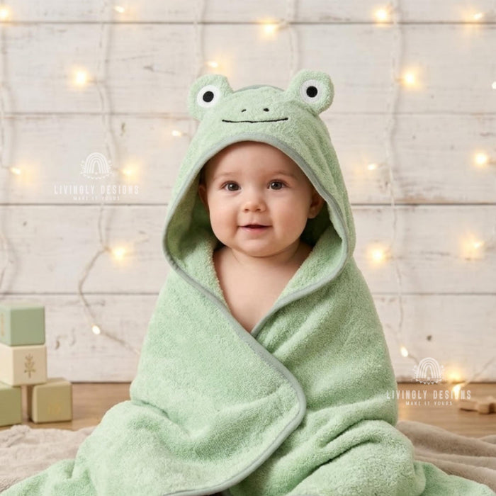 Personalized Baby Hooded Towel, Embroidered Name Bath Wrap