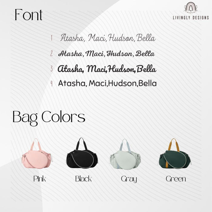 Personalized Racket Duffle Bag: Tennis Tote with Embroidered Charm
