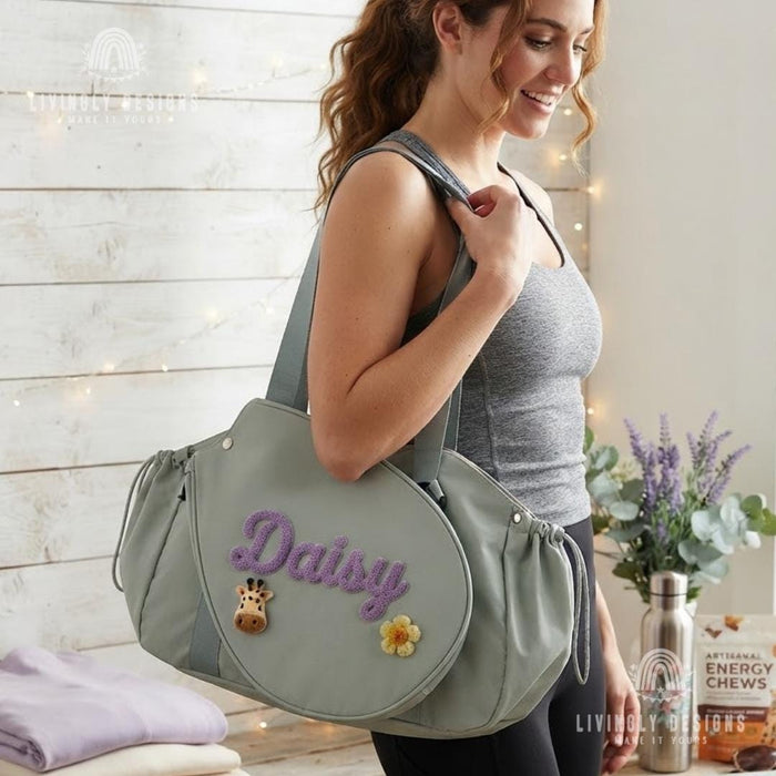 Personalized Racket Duffle Bag: Tennis Tote with Embroidered Charm
