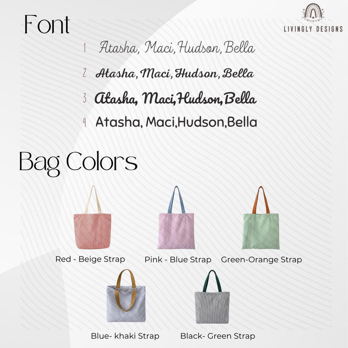 Custom Embroidered Tote: Striped Cotton Tote with Contrast Strap