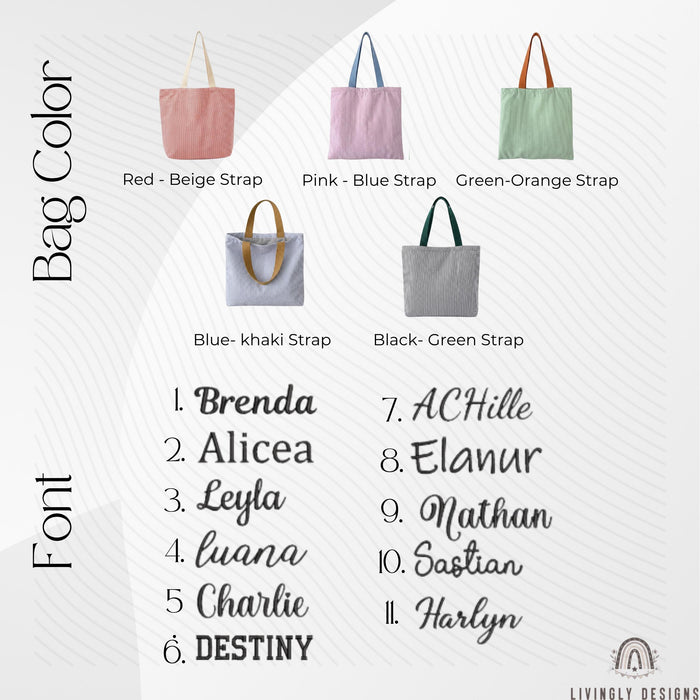 Custom Embroidered Tote: Striped Cotton Tote with Contrast Handle