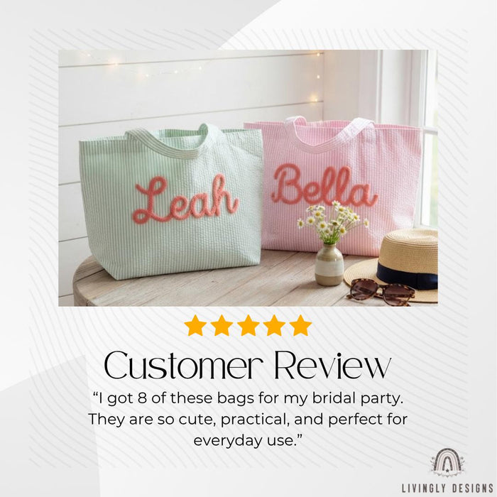 Custom Name Tote Bag - Everyday Shopping Bag , Handbag for Women