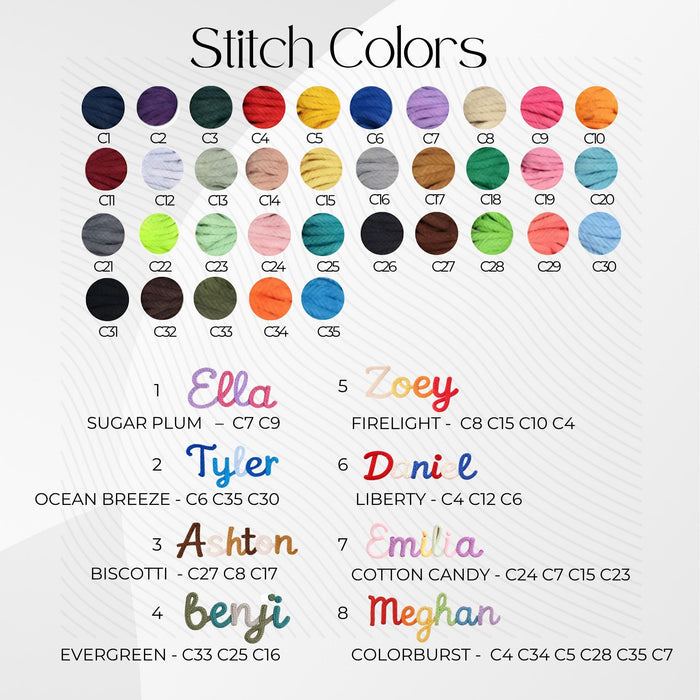 Stitch color chart