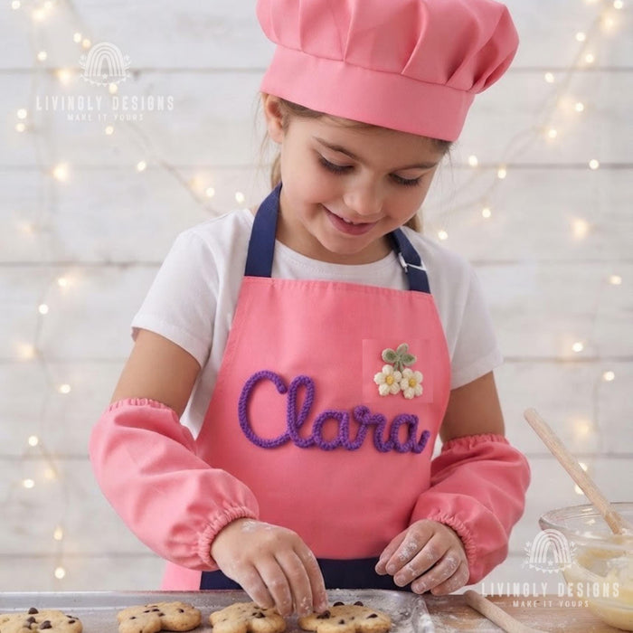 Custom Embroidered Kids Chef Set: Personalized Apron & Hat for Toddlers