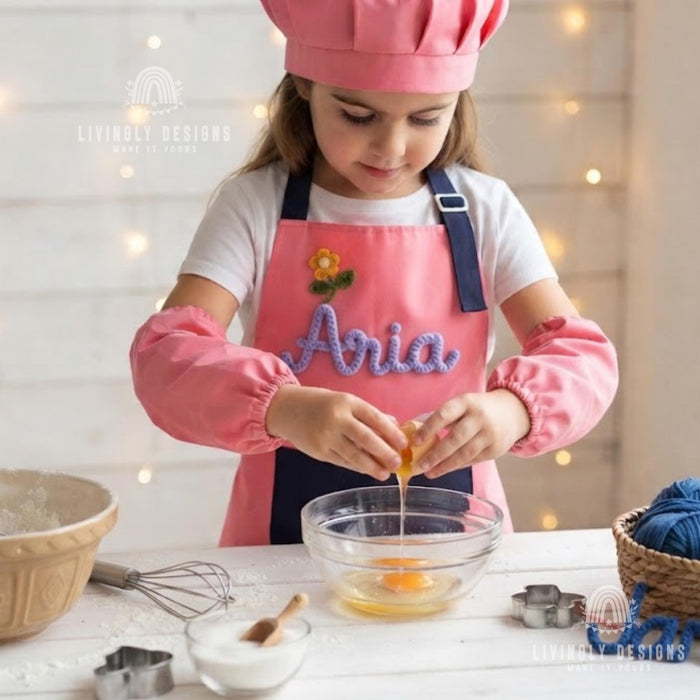Custom Embroidered Kids Chef Set: Personalized Apron & Hat for Toddlers