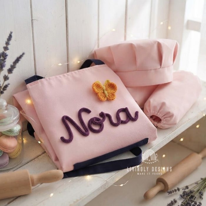 Custom Embroidered Kids Chef Set: Personalized Apron & Hat for Toddlers