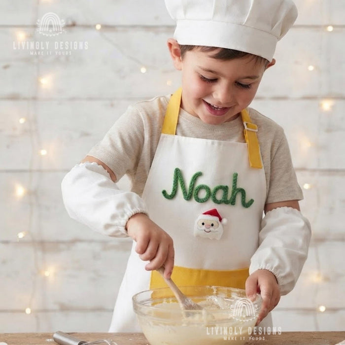 Custom Embroidered Kids Chef Set: Personalized Apron & Hat for Toddlers