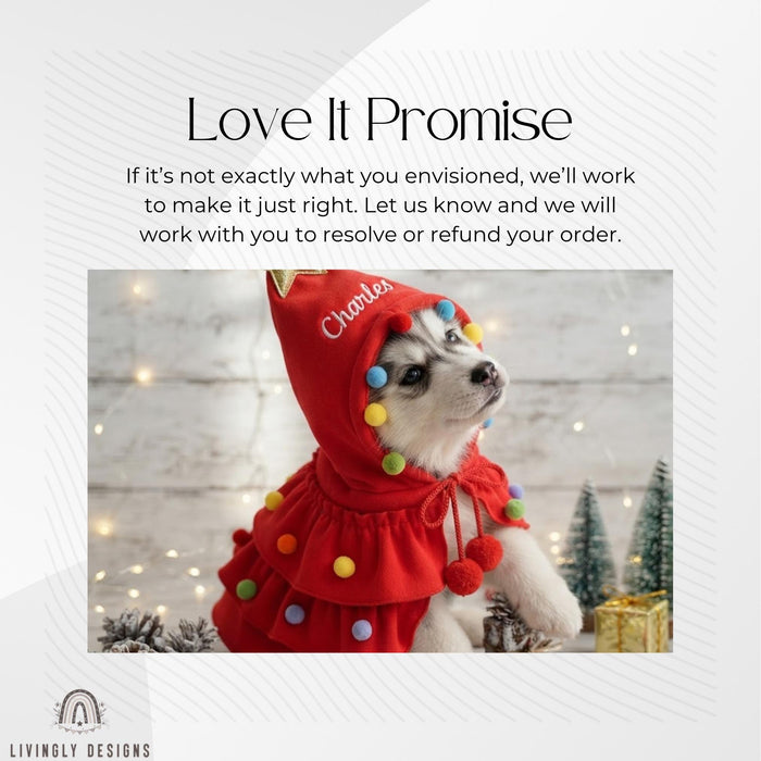 Personalized Pet Christmas Tree Cape: Custom Embroidered Costume for Dogs & Cats, Festive Costume, Jacket
