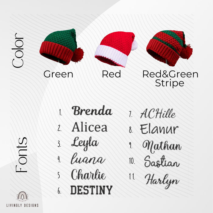 Custom Name Crochet Santa Hat - Embroidered Chunky Beanie for Adults