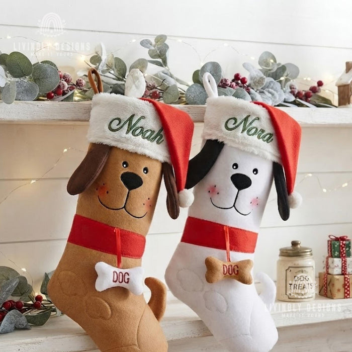 Custom Embroidered Pet Christmas Stocking: Personalized Dog Name Stocking, Family Gift