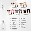 Font chart and color chart