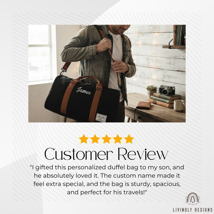 Personalized Canvas Weekender: Custom Embroidered Name Duffel Bag