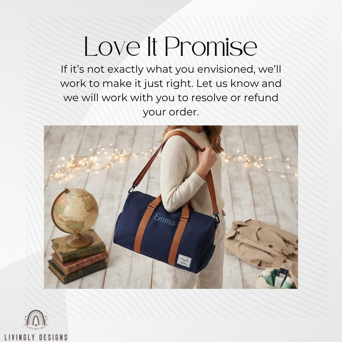 Personalized Canvas Weekender: Custom Embroidered Name Duffel Bag