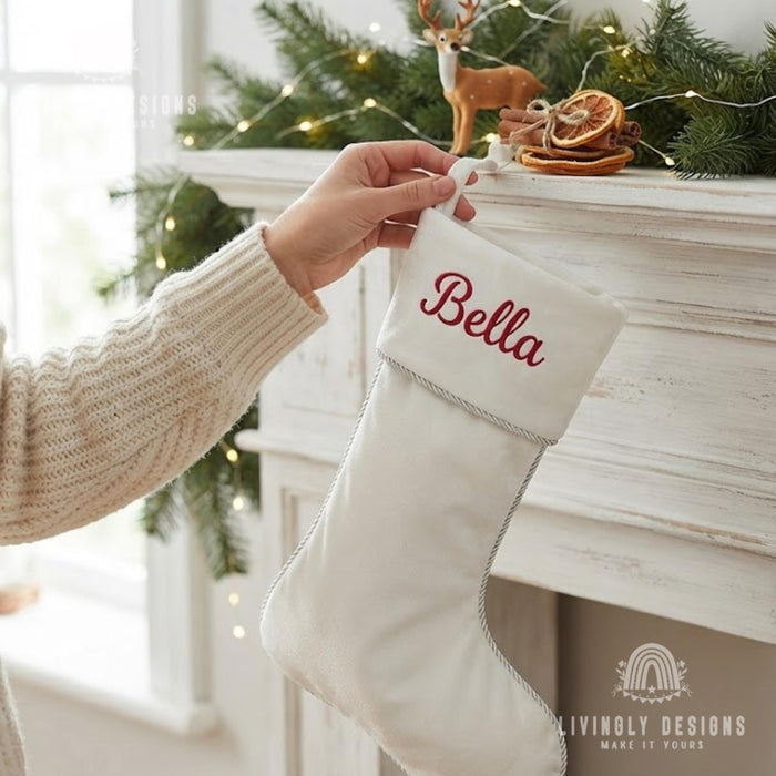 Custom Embroidered Velvet Christmas Stocking: Christmas Sock
