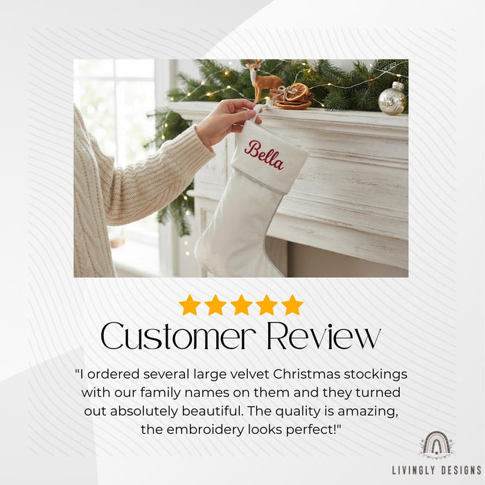 Personalized Christmas Stocking, Embroidered Velvet Name Stocking, Family Gift