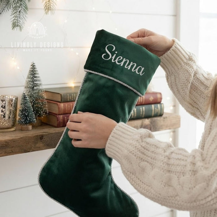 Custom Embroidered Velvet Christmas Stocking: Christmas Sock