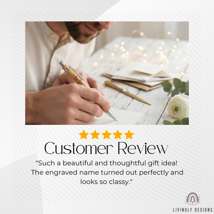 Custom Engraved Bamboo Pen: Personalized Name Ballpoint Gift for Him or Her, Wedding Favors