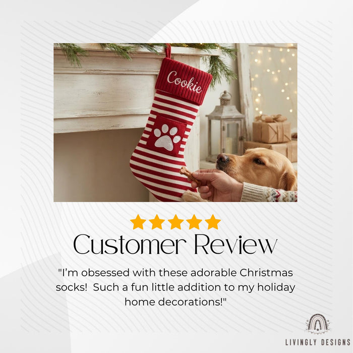 Personalized Knit Christmas Stocking: Custom Name Striped Stocking with Front Pocket
