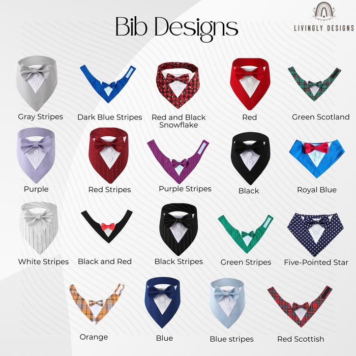 Custom Name Dog Bandana with Bow Tie, Wedding Tuxedo Bib for Pets