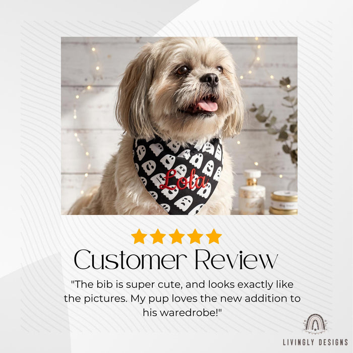 Personalized Halloween Pet Bandana: Custom Name Tie-On Scarf for Dogs & Cats