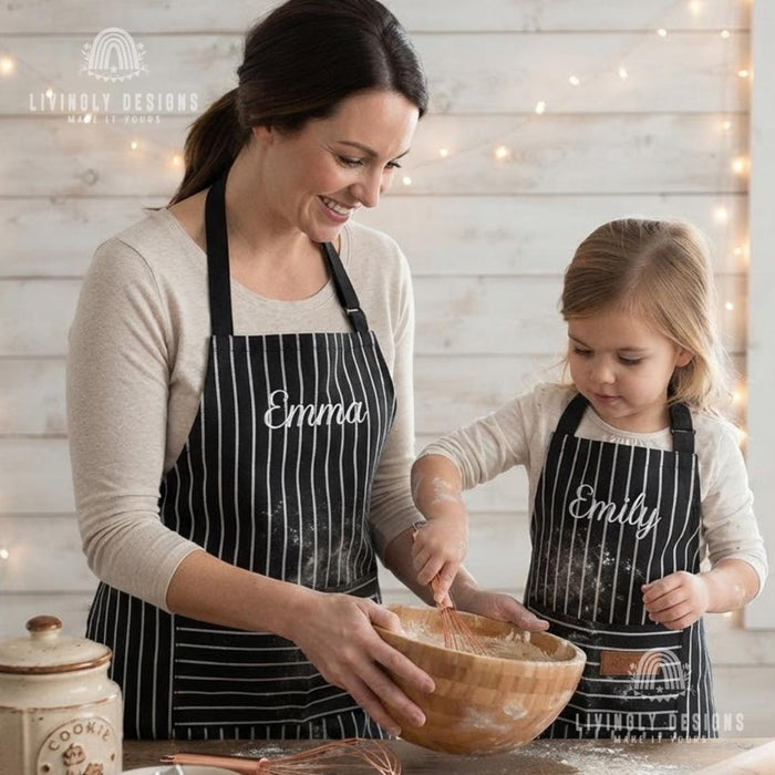 Personalized Mom & Child Apron Set : Matching Family Cooking Aprons