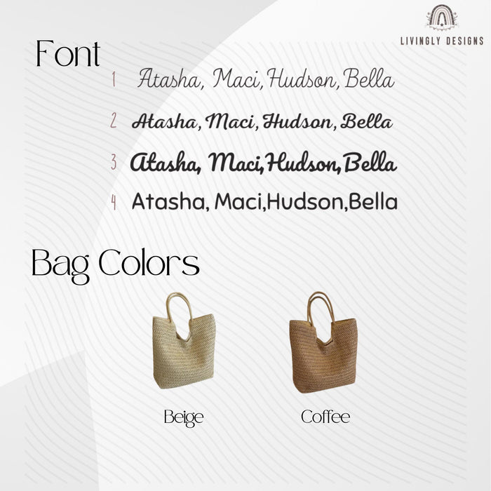 Personalized Rope Name Straw Tote: Crochet Beach Bag