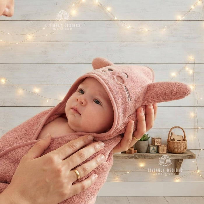 Custom Embroidered Baby Hooded Towel: Personalized Name Bath Wrap