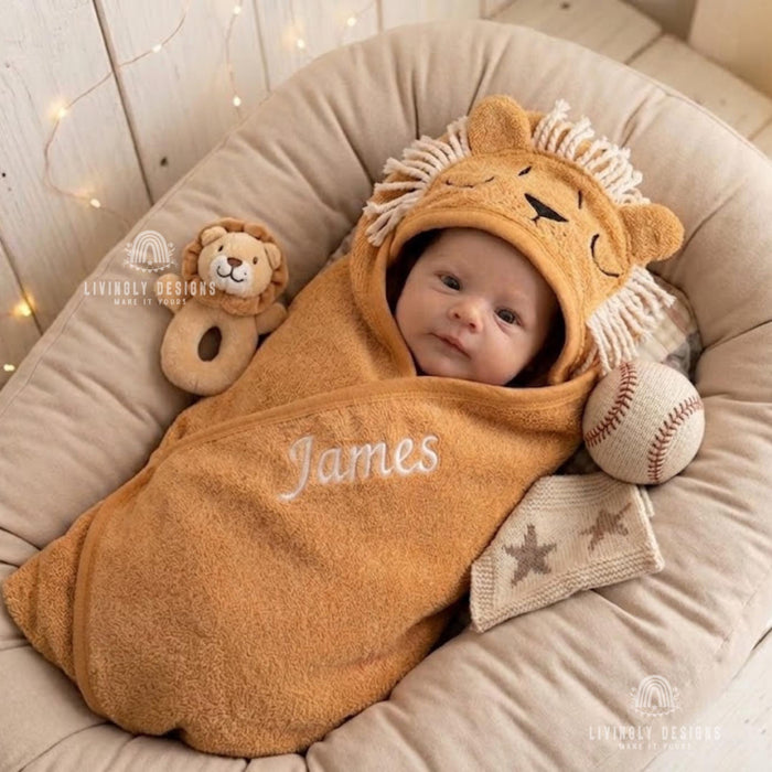 Custom Embroidered Baby Hooded Towel: Personalized Name Bath Wrap