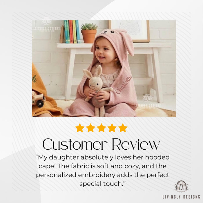 Personalized Baby Hooded Towel, Embroidered Name Bath Wrap