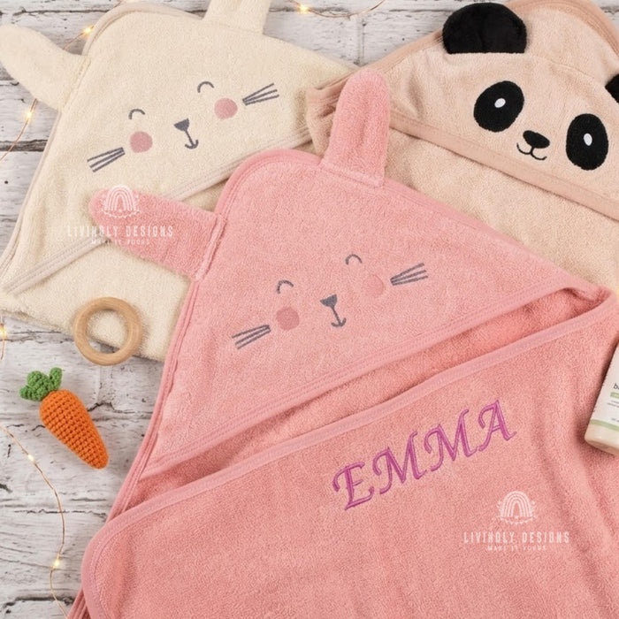 Custom Embroidered Baby Hooded Towel: Personalized Name Bath Wrap