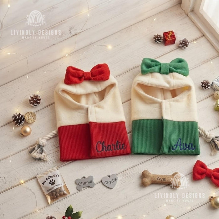 Custom Embroidered Fleece Hoodie with Bow for Dogs & Cats