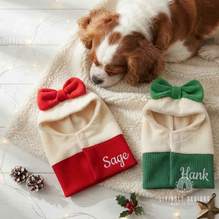 Custom Embroidered Fleece Hoodie with Bow for Dogs & Cats