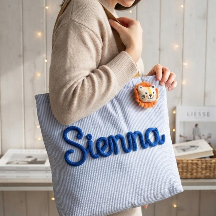 Custom Embroidered Tote: Striped Cotton Tote with Contrast Strap