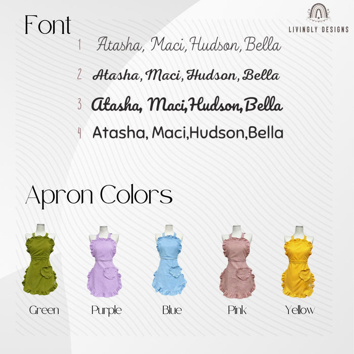 Personalized Ruffle Apron with Name - Christmas Gift for Mom