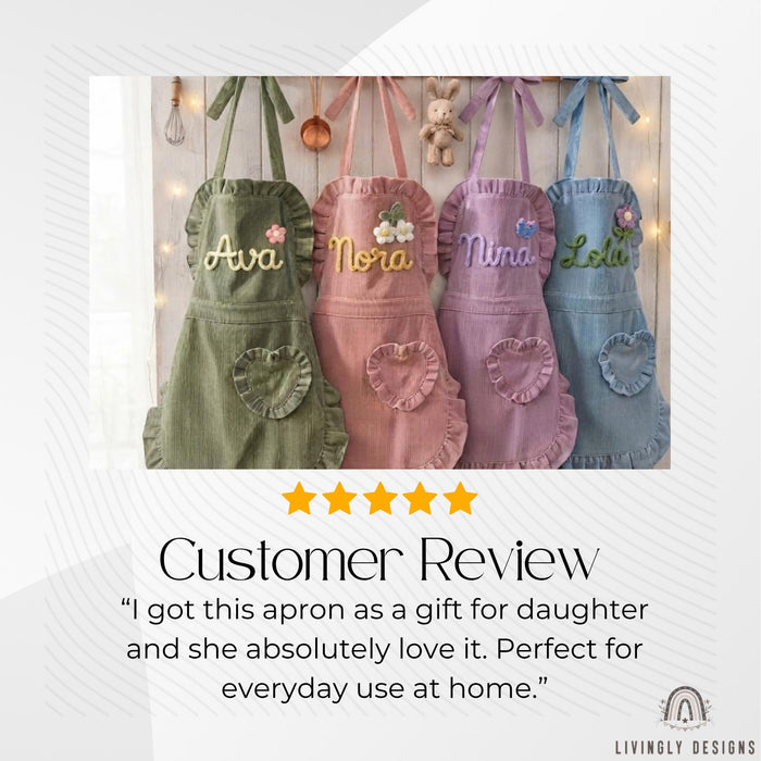 Personalized Ruffle Apron with Name - Christmas Gift for Mom