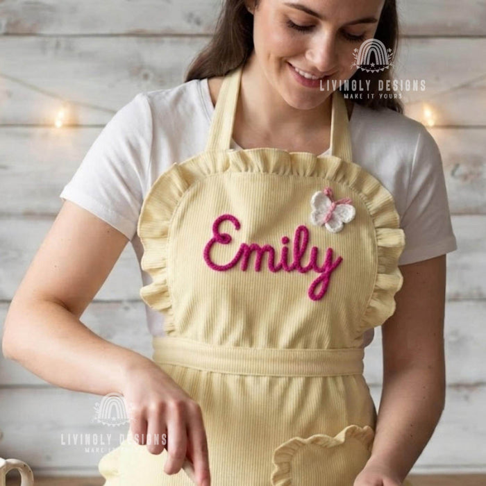 Personalized Ruffle Apron with Name - Christmas Gift for Mom
