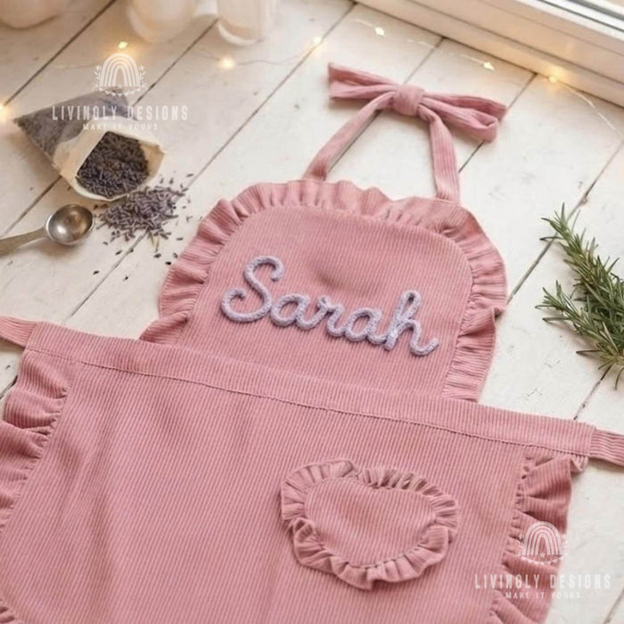 Personalized Ruffle Apron with Name - Christmas Gift for Mom