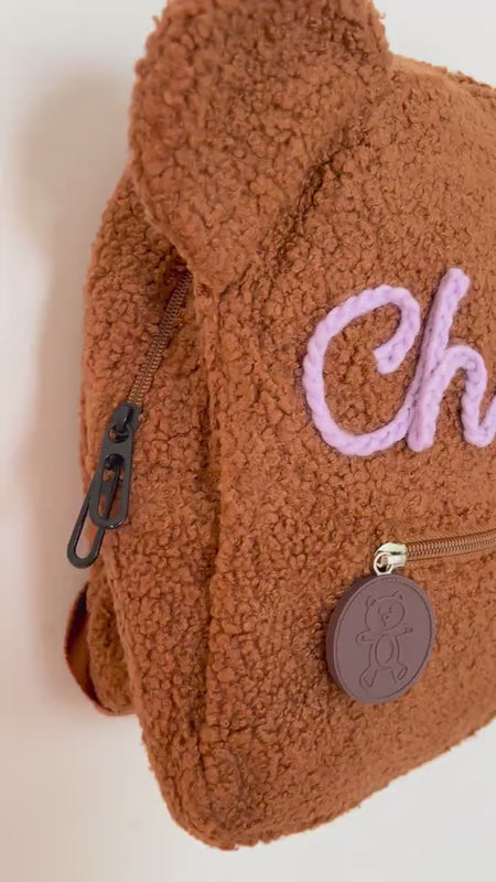Personalized Teddy Bear Backpack: Soft Sherpa Kids School Bag