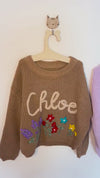 Personalized Name Floral Baby Sweater Jumper | Hand Embroidered Jumper Gift | Custom Baby Sweater | Baby Toddler Sweater | Baby Girl Gift